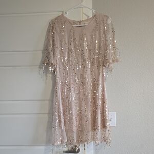 Loveriche Party Sequin Cream Dress